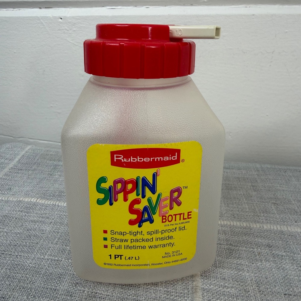 Rubbermaid Sippin Saver Bottle‎ 1 Pint Red Straw Lid New
